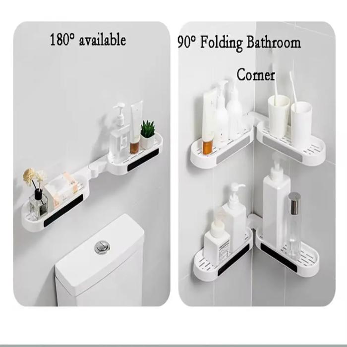 180 Degree Corner Rotating Wall-mounted Bathroom Organizer Storage Rack - KD098