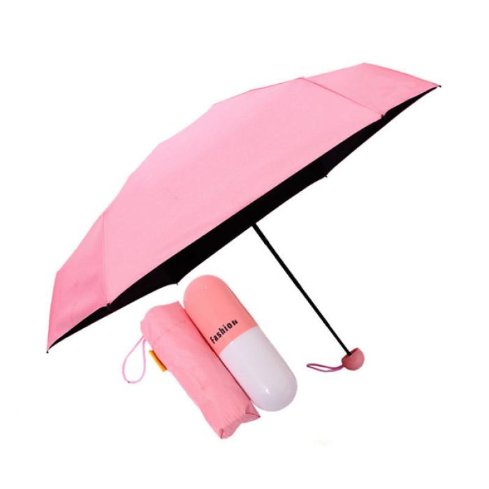 7 inch Folding Umbrella with Cute Capsule Case-maroon